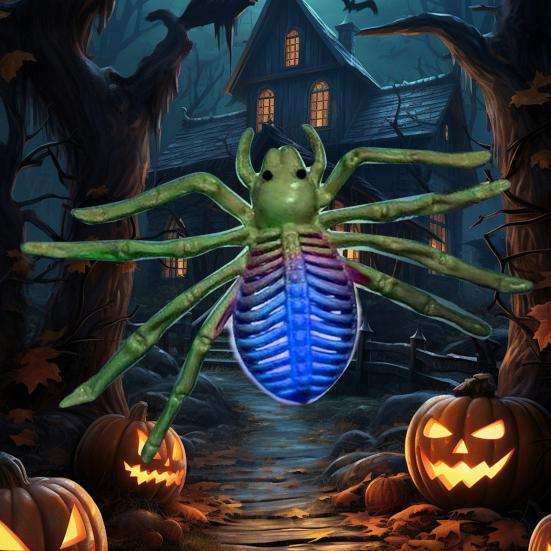Halloween Glowing Light Realistic Skeleton Spider Shape Ornament with LED Light Portable Lightweight Halloween Decoration