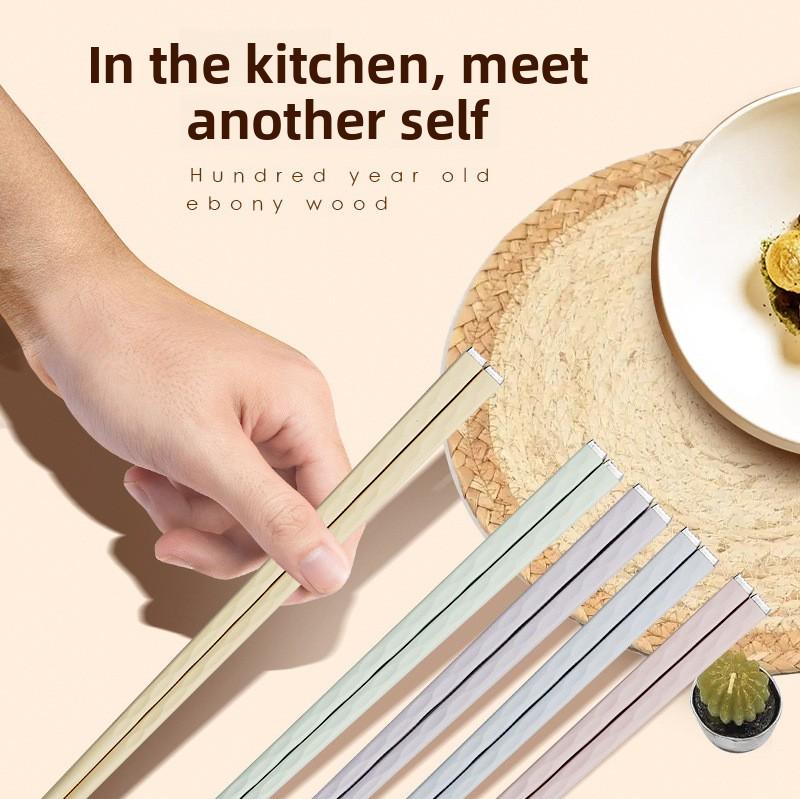 Alloy Chopsticks - Suitable for Household Use, with Anti-slip and Heat-resistant Properties, High Appearance Quality, One Set for One Person.