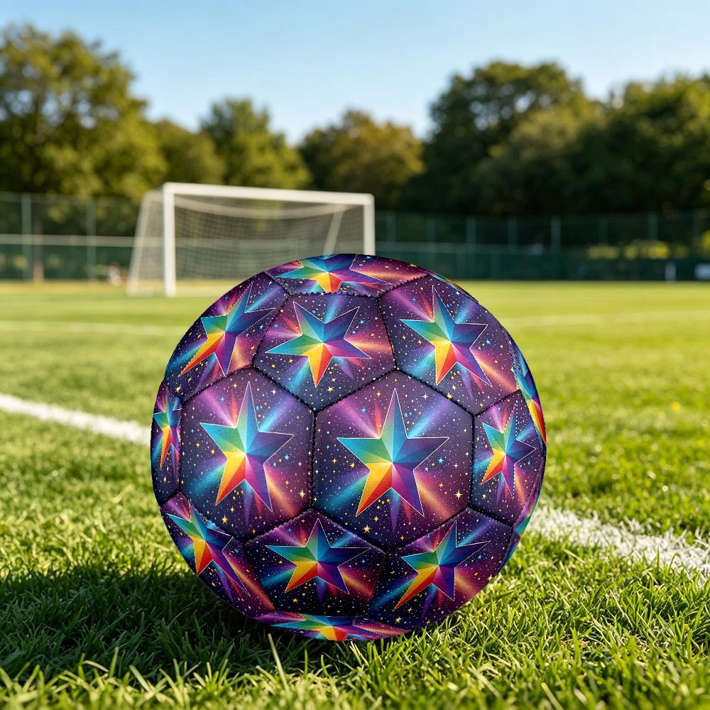 1 Stück Fußball mit Sternenhimmel-Thema, Größe 5, Leichtes PVC, Fußball für das Training im Freien, Geschenk j61451