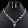 Korean Style Zirconia Necklace Set with Earrings for Brides and Evening Gowns