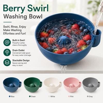Rotating Automatic Fruit Wash Bowl Portable Berry Rinse Basin Berry Swirl Washing Bowl  Home