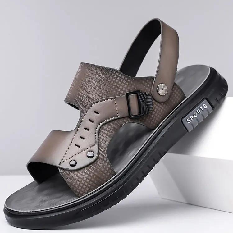 

Genuine Leather Man Sandals Soft New Summer Low Price Sale Casual Stylish Barefoot Comfortable Luxury 2025 Shoes for Men 44