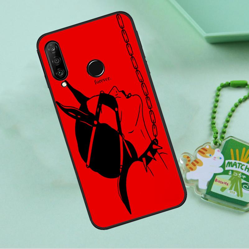 Red Aesthetics Doodles Art For Huawei Nova 10 9 SE 5T 12s 12i 11i Y91 Y90 Y60 Y70 Y72 Y61 P20 P40 P30 Lite P60 Pro Case