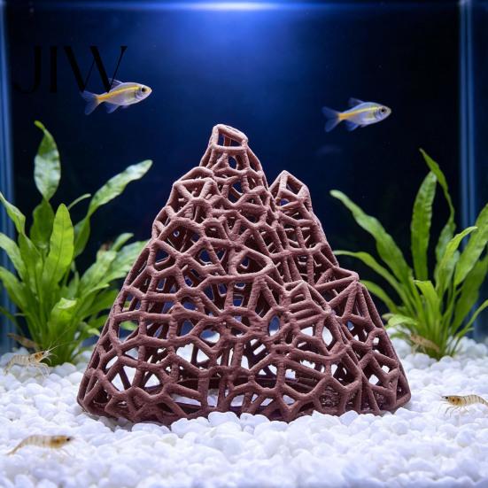Plastic Mountain Decor Aquarium Shrimp Hide, 3D Printed Hollow Mountain, Small Fish Tank Landscaping Supplies Hideout Cave, Ornament Shelter for Betta
