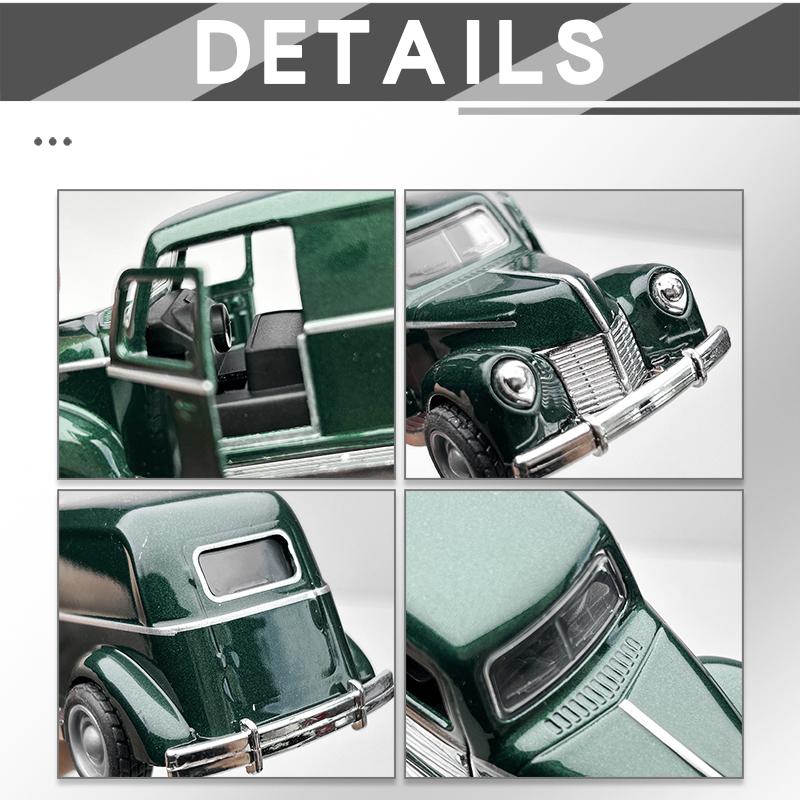 1:36 Alloy Vintage Sedan1940 Die Cast Car Model Car Classic Model Pull Back Car Model Miniature Vehicle Replica Giftle