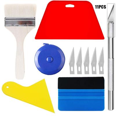 11 Piece Set of Car Film Sticking Tool Kit, Plastic Scraper, Felt Scraper, Car Packaging Tool Kit