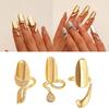 Set of 3 Elegant Open Knuckles Rings Featuring Cubic Zirconia Stones Nail Cap Rings Suitable for Trendy Nail Jewelry