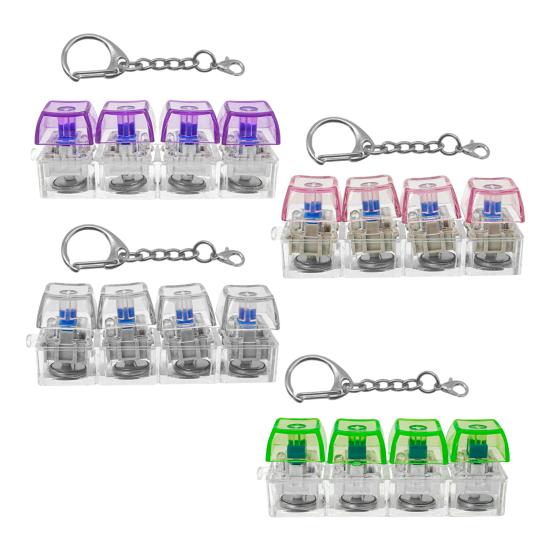 LED Light-up Keyboard Fidget Toy 4-in-1 Keyboard Decompression Button Finger Clicker Toy 4-Keys Fidget Keychain Stress Relief Desk Toy