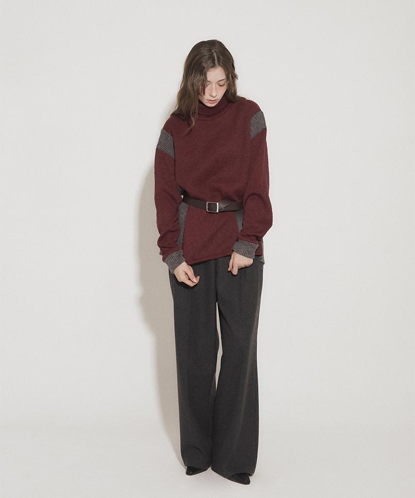 Eoboneoseu Panel Turtleneck Pullover [Burgundy]