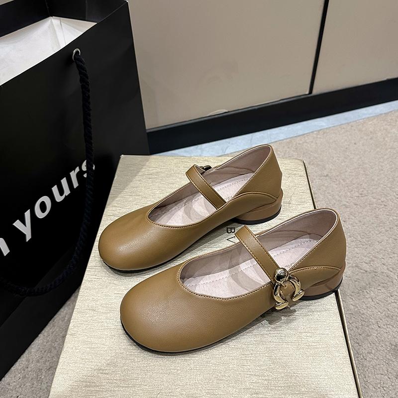 Fashion Women's Fashion Single Shoes Spring New Round Head Mid-mouth Soft Sole Anti-slip Wear-resistant Low-top Shoes