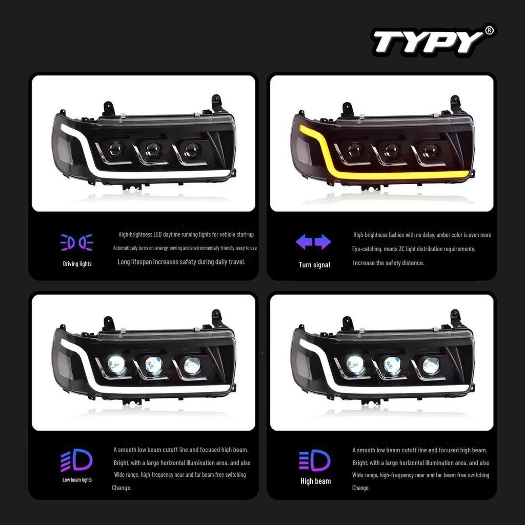 LED Headlight Assembly with Flowing Turn Signals for 90-02 Toyota Land Cruiser LC80