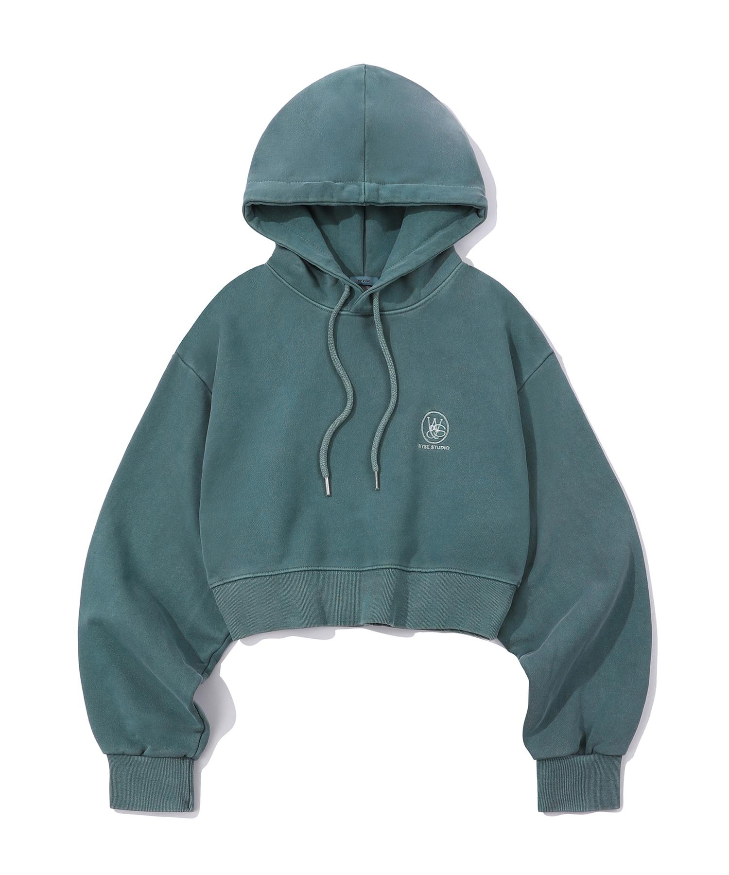 Wise Pigment Symbol Logo Crop Hoodie Green Green/Free