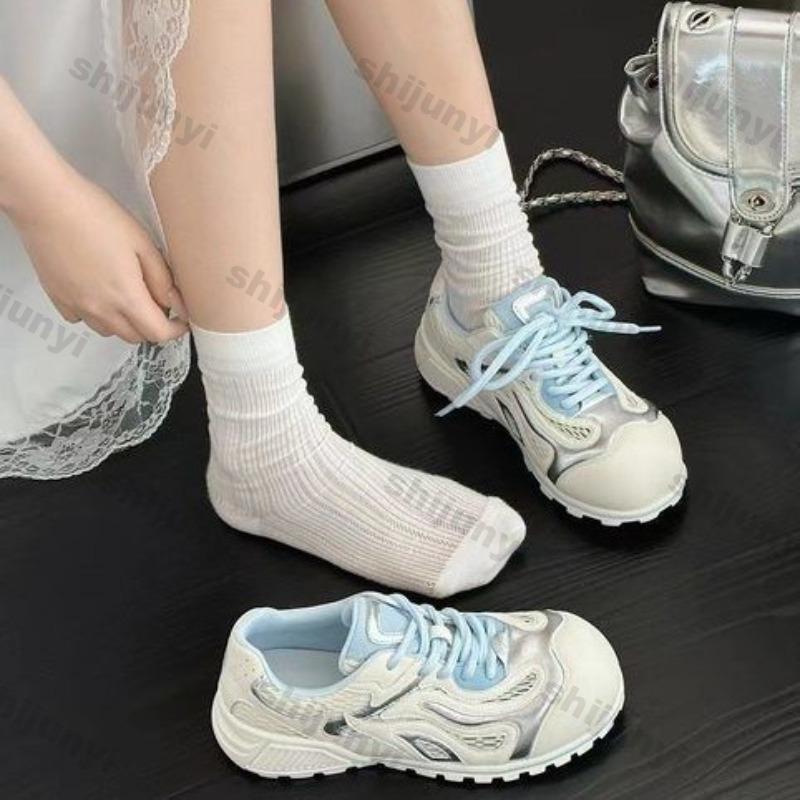 Fashion Women's Casual Shoes 2025 New Mesh Breathable Comfortable Luxury Sneakers Outdoor Fashion Cross Tied Non Slip Flats Zapatillas