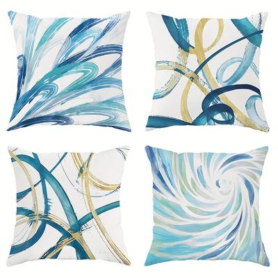 Blue and Gold Swirling Pillowcase DesignSuitable for Sofa Car Bedroom Decorative Cushion Cover Pillow Cover