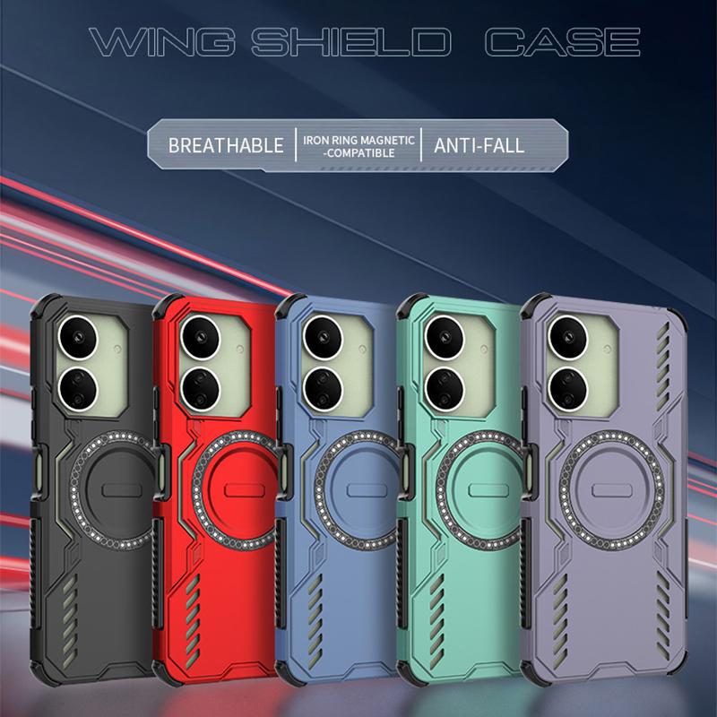 KEYSION Hollow Heat Dissipation Case for Redmi 13C 4G 5G Silicone+PC Magnetic Cooling Shockproof Phone Cover for Xiaomi POCO C65