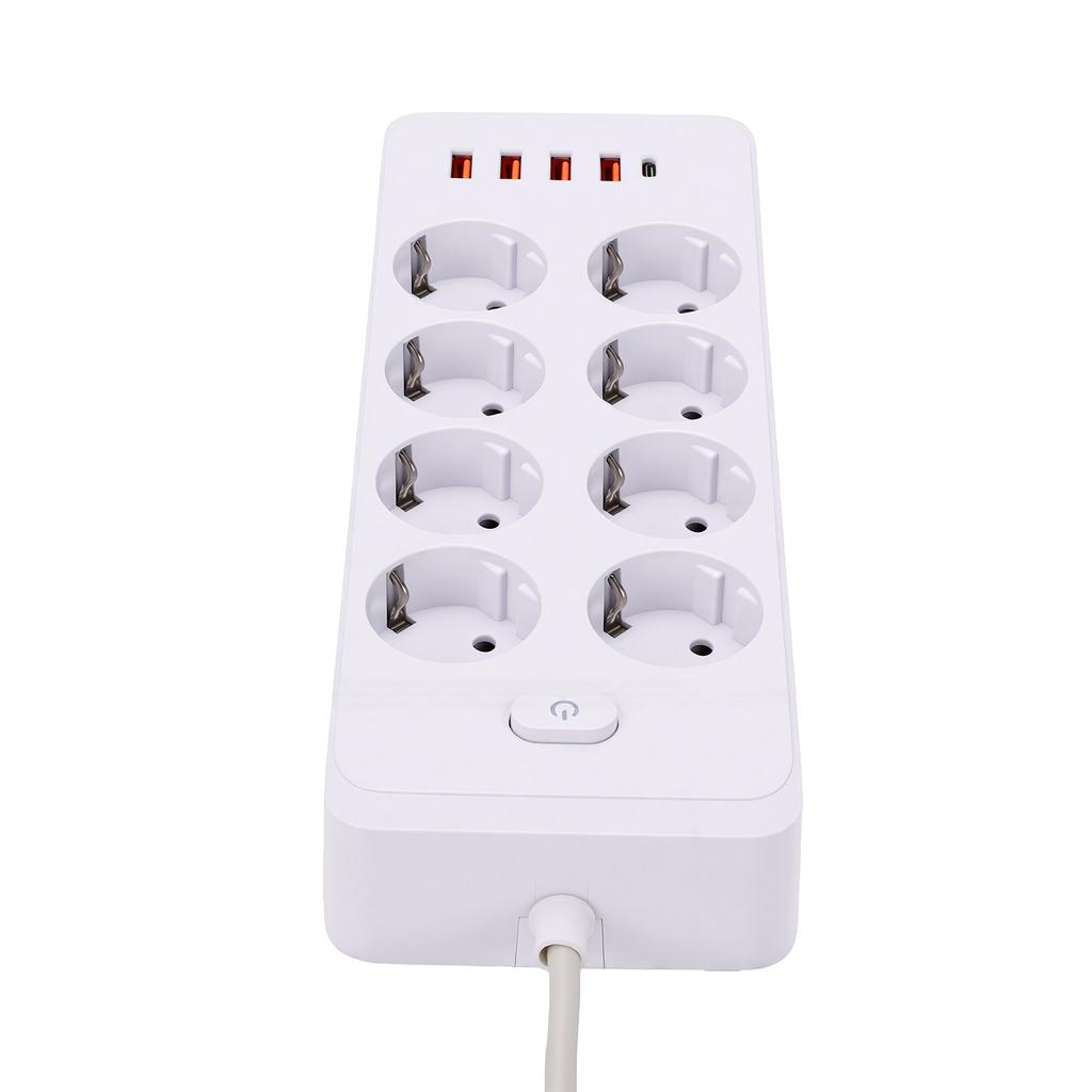 5.91ft Power Strip 8 AC Outlets 5 USB Ports Flame Retardant Power Strip for Office Dorm Home Use EU Plug 100   240V