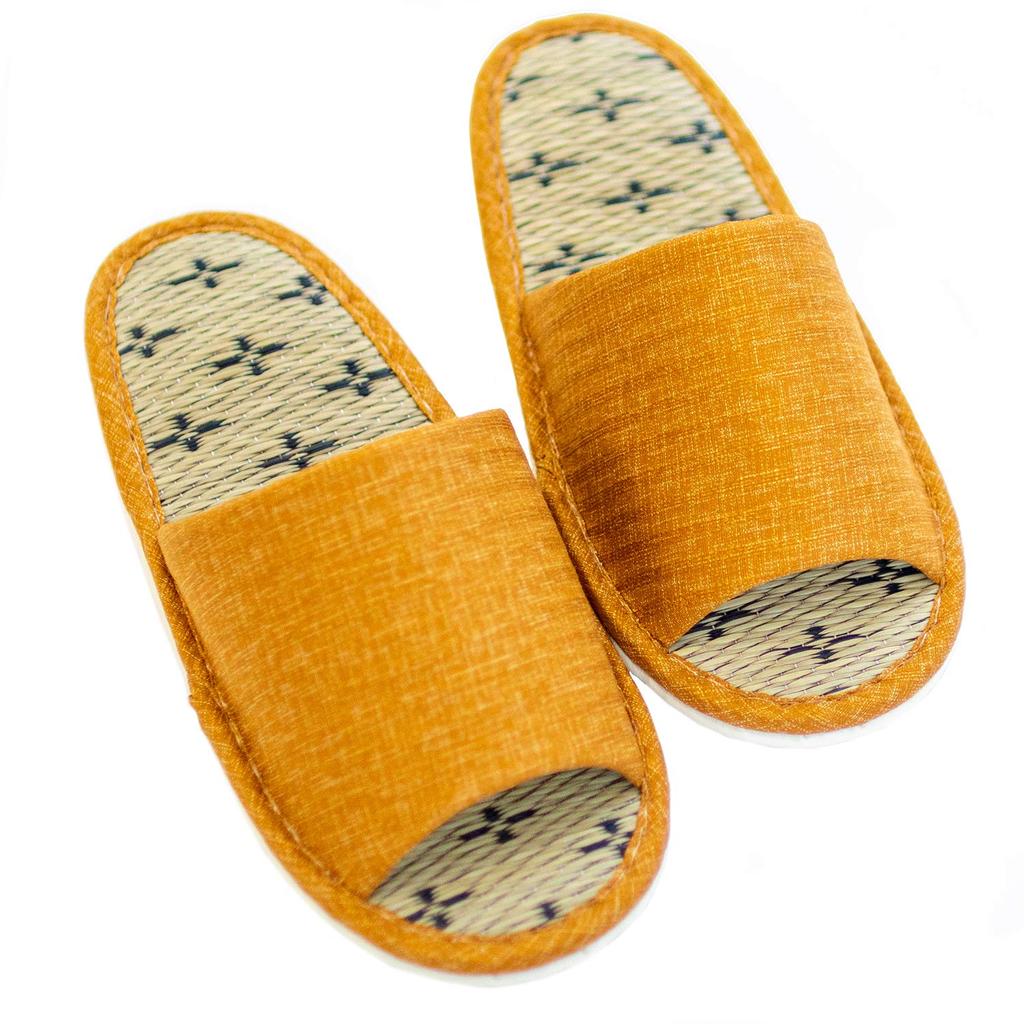OKA Japanese Tatami Slippers M Size Yellow (Foot Size Up To 24cm Igusa Japanese) 4548622995169