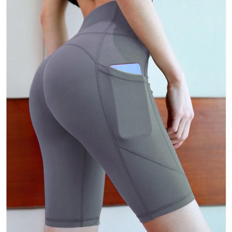 Womens Lightweight Quick-Dry Yoga Shorts With Pockets High-Waist Compression Leggings Cycling Gym Workout