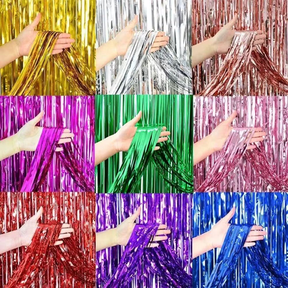 Glitter Streamers Tinsel Curtain Colorful Fringe Backdrop Curtain Birthday Party