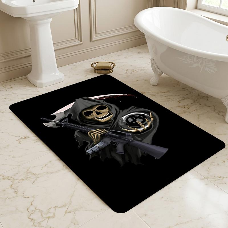 Grim Reaper Gun Living Room Non-Slip Area Rug Soft Carpet for Bedroom Game Playroom Sofa Office Home Decor Doormat Christmas Gift C921123