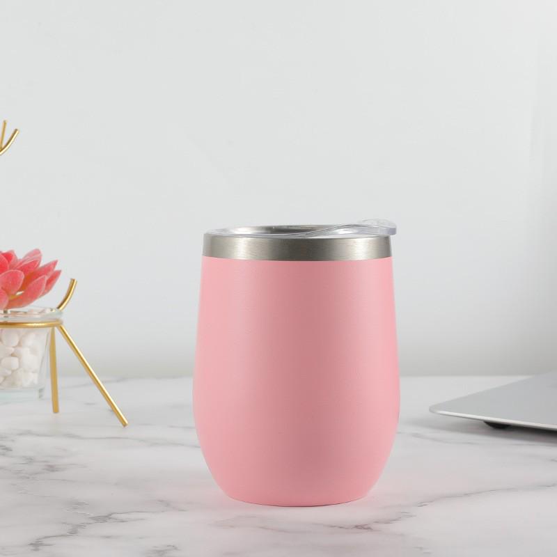 Tazza termica in acciaio inossidabile 304, Bicchiere da vino a doppia parete a forma di uovo da 12 oz, Mantiene le bevande calde o fredde.