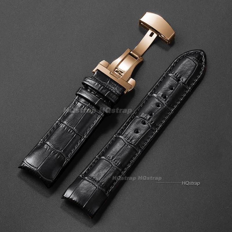 Calfskin Leather Watch Band for Tissot T035 627/407/617 Strap Butterfly Buckle Bracelet Curved End Business Belt 22mm 23mm 24mm