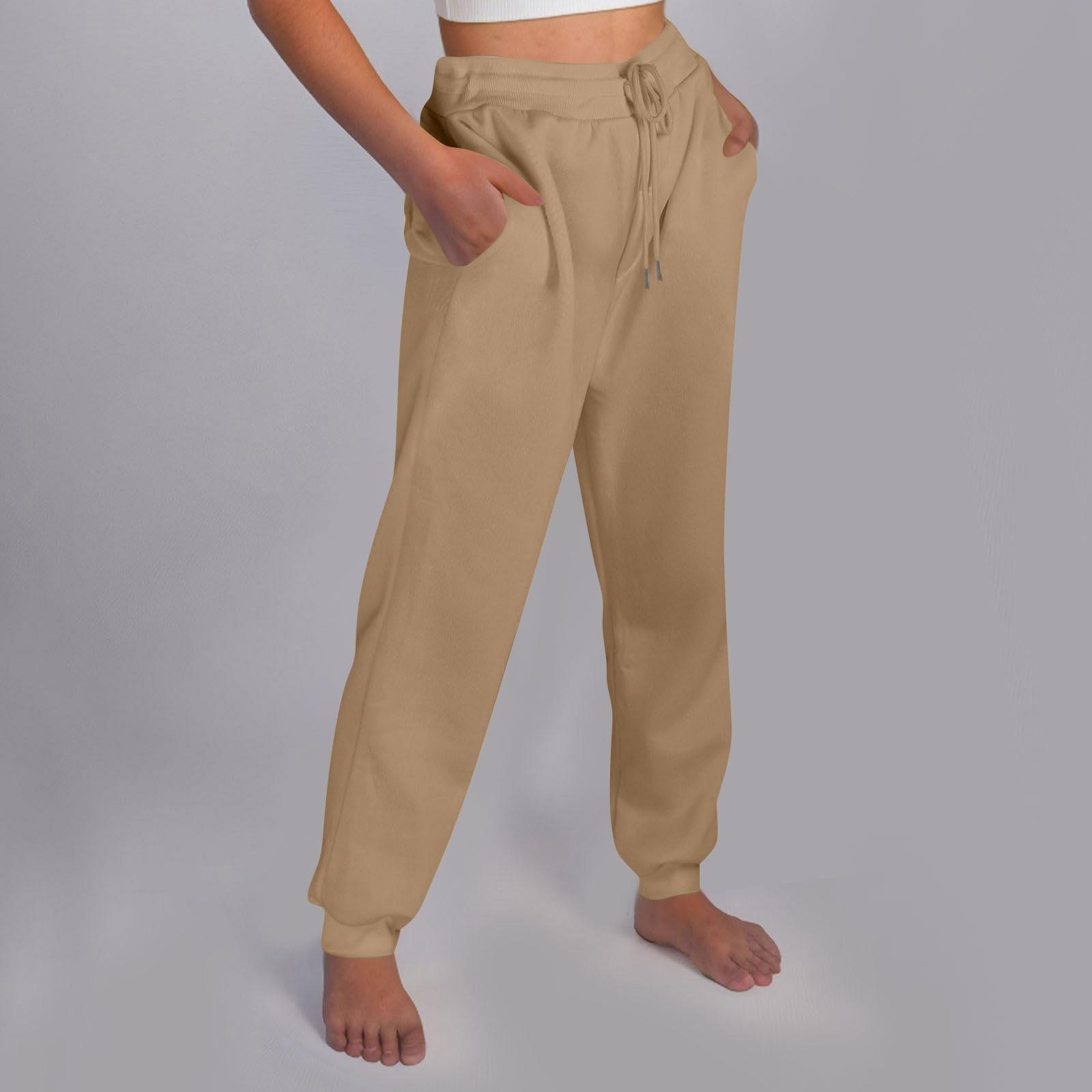 

Женские повседневные брюки с высокой талией, поясом, спортивными брюками и карманами XL хаки