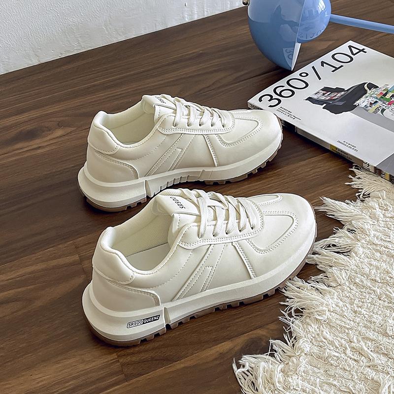 

2024 New Women Tennis Shoes Fashion Platform Sneakers Women Breathable Lace-up Casual Ladies Sports Shoes Woman Jogging Shoes 41 бежевый