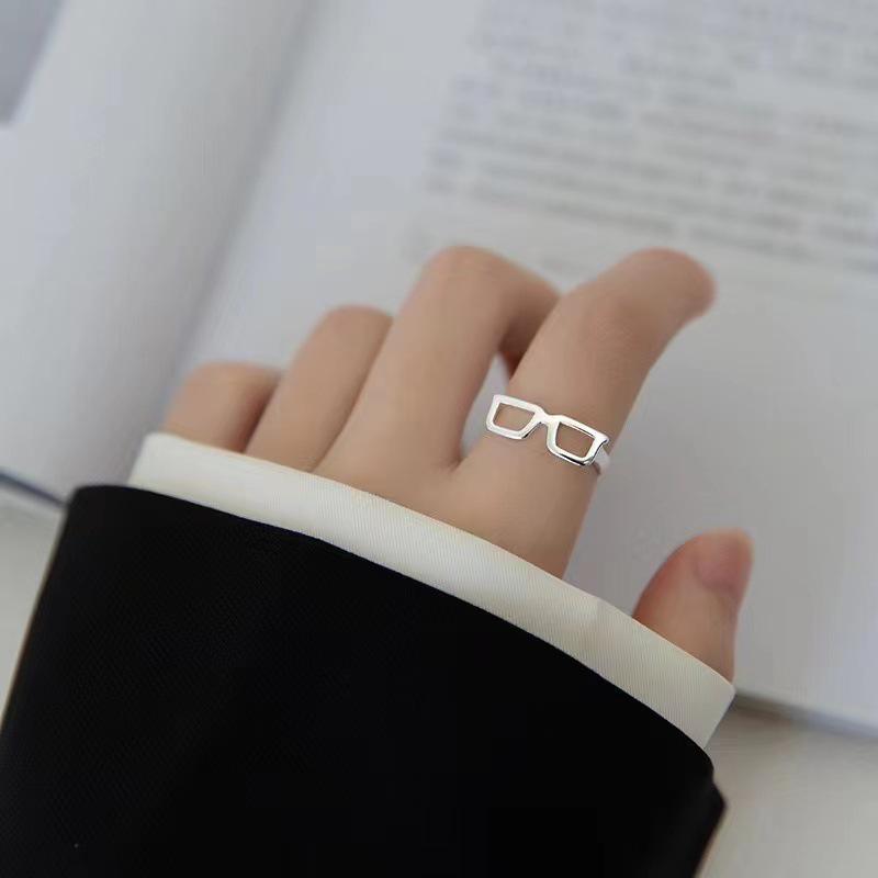 Adjustable Mini Glasses Ring: Stylish Cross-border Hand Jewelry with Drip Oil Design for Women