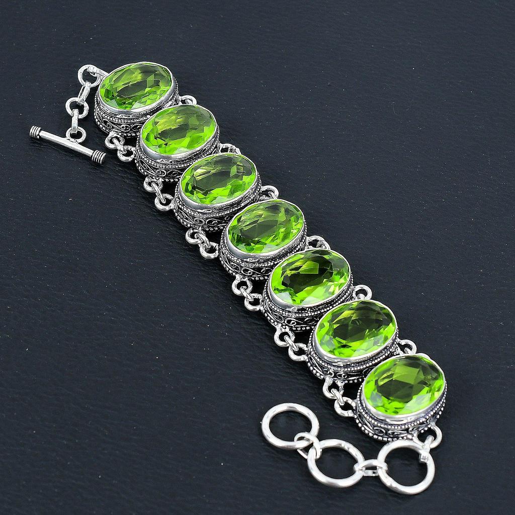 Amazing Peridot Gemstone Handmade 925 Sterling Silver Jewelry Neclace Bracelet Set, Antique Jewelry Set, Mother's Day Gift