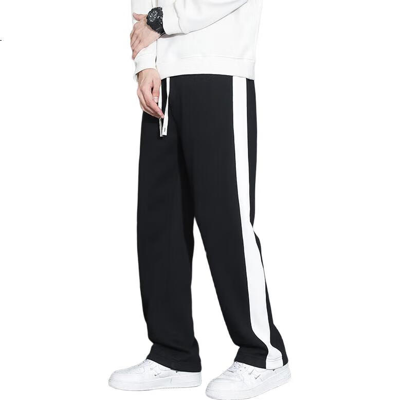 Foss Phil Men's Pants, Spring And Summer Loose Striped Casual Trousers, Draping Wide-Leg Straight Pants, Men's Clothing, 323 Dark Gray, XL
