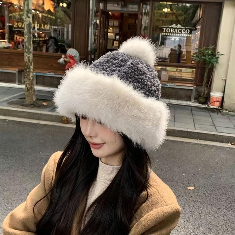 Thick Plush Plush Winter Hat Ear Covering Faux Fur Hats Gifts Basin Hats  Women