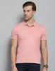 Mens Solid Pink Collar Neck Half Sleeve T-Shirt
