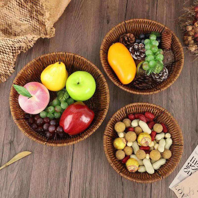 Ruhan Handmade Rattan Round Floral Fruit Basket
