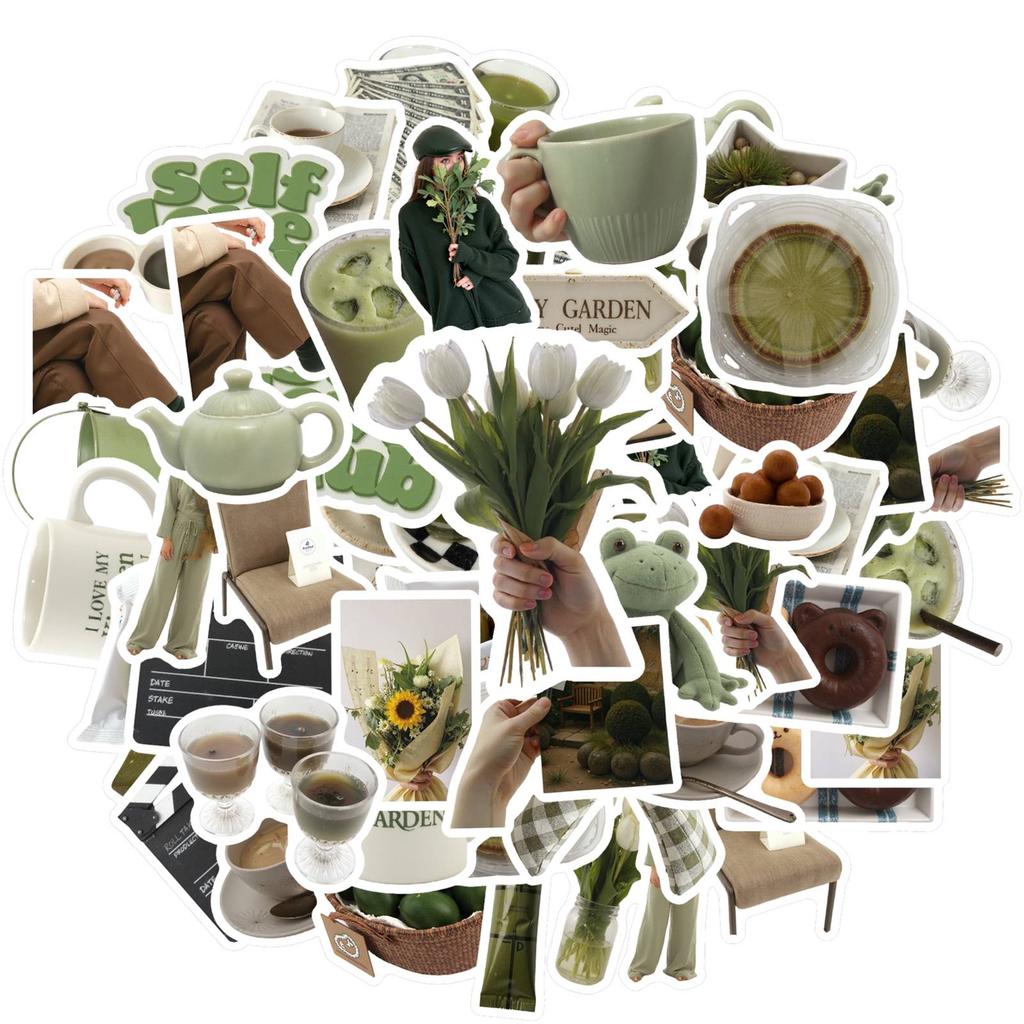35pcs Minimalist Garden Stickers Natural Greenery Stickers Green Decals For Notebook Luggage Mobile Phone Cup Suitcase