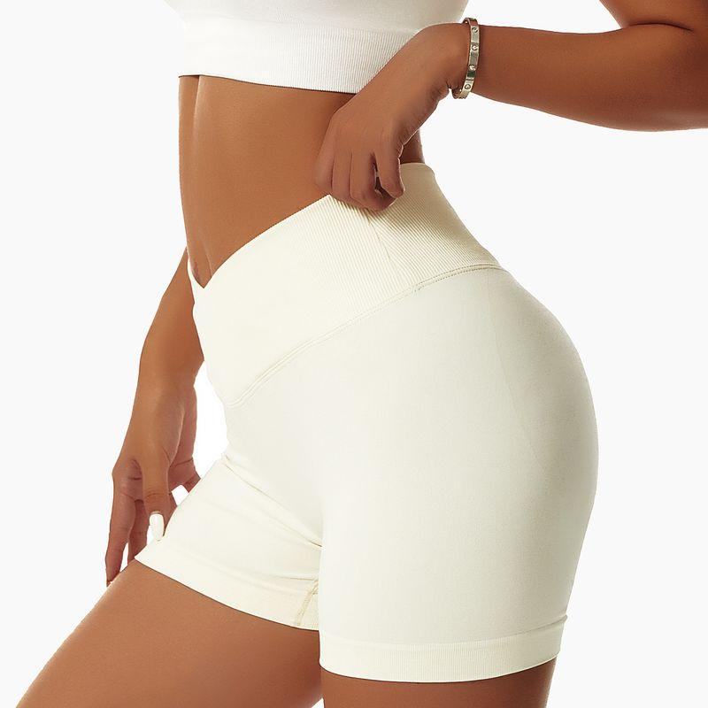 

Yoga Fashion Stretch High Waist Seamless Hot Pants Peach Beige S