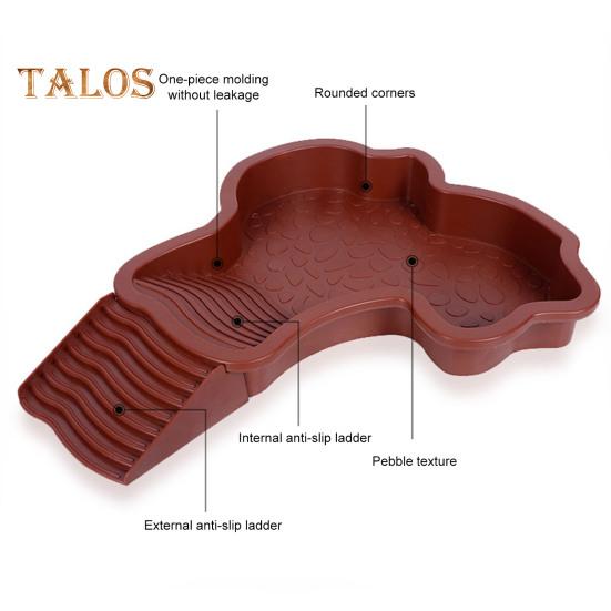 Tortoise Water Bowl with Ramp 2-in-1 Large Reptile Feeding Dish Bathing Pool Aquarium Ornament for Lizard Gecko Turtle Snake Bearded Dragon