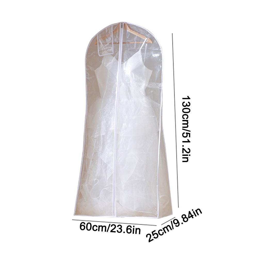 

1 шт. Двусторонняя сумка для хранения платьев в шкафу Прозрачный чехол-протектор для длинной одежды Свадебный Transparent-60x25x130cm