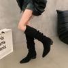Fashion Women's Boots Pointed High-heeled Khaki Black Stacking Boots Women's New Long Tube Knight Boot High Quality Fashion Suede Boots