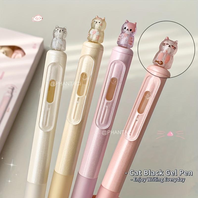 4pcs Creative Cat Style Gel Pen 0.5mm Quick Dry Writing Pen Press Pen Clip Gel Pen Office Supplies Black Gel Pen