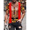 Funny Men's T-Shirts Santa Claus Christmas Oversized Short Sleeve with Snowflakes Print Red Casual O-Neck Outfit Men Clothing
