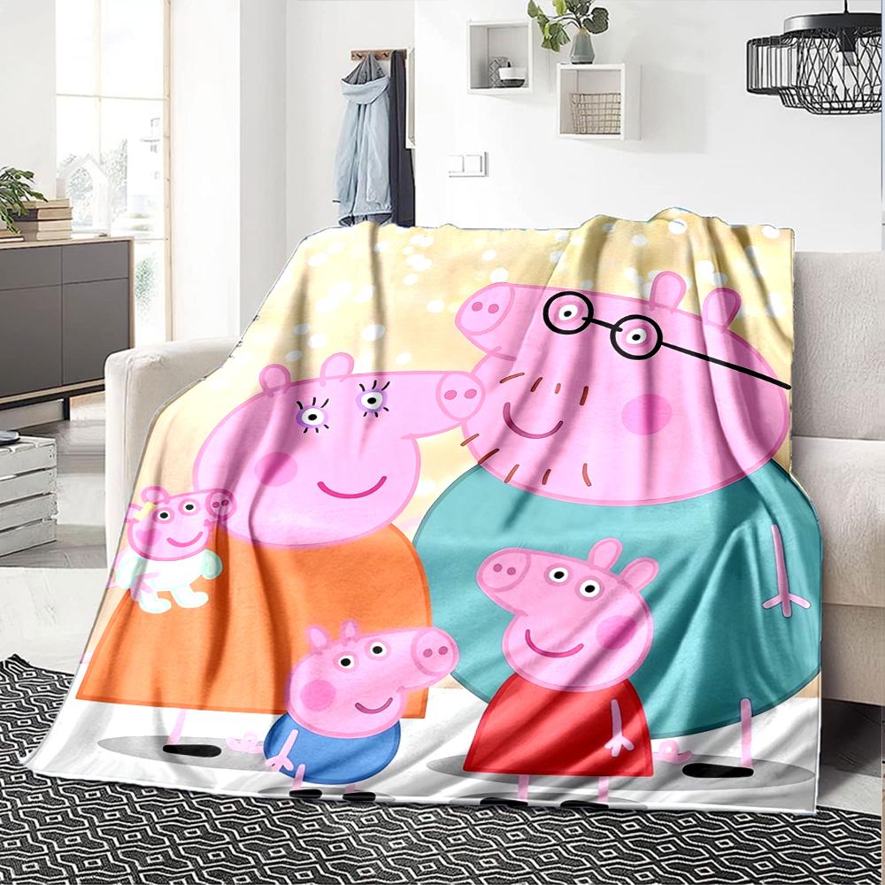 Peppa Pig Theme Printed Blanket - Perfect for Couch, Bed, Travel & Outdoor Use | Machine Washable, Cozy & Durable.