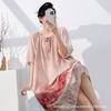 1011 Mu Zhensi's new cotton and silk summer dress loose round neck dress printed skirt nightdress vacation style