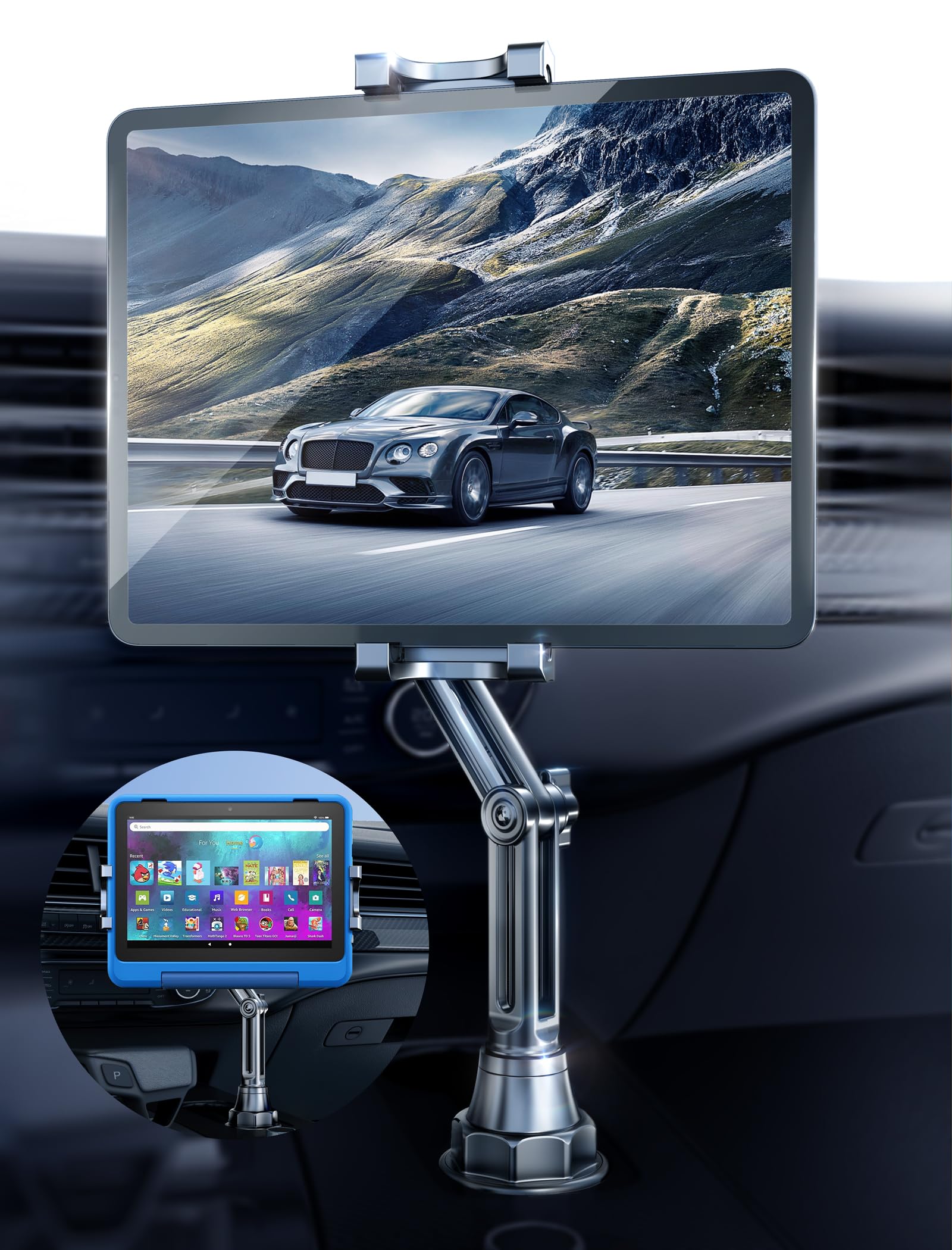 

TOPGO Car Tablet Cup Drink Holder for Car Holder with Switch Easy Stable and Fits Tablets and Smartphones from Holder, iPad, Fixation, 360° Rotation,