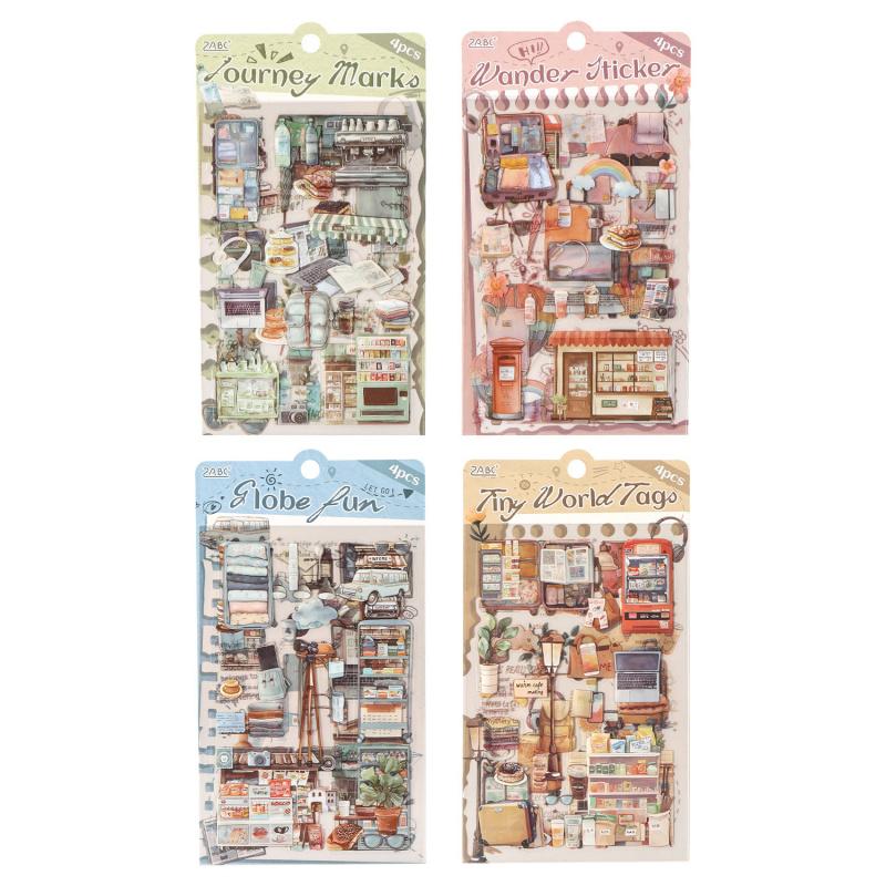 1pack/4pcs Vintage Daily Item Label Stickers, Elegant Decals for Journal Embellishments, Scrapbook Gift Tag