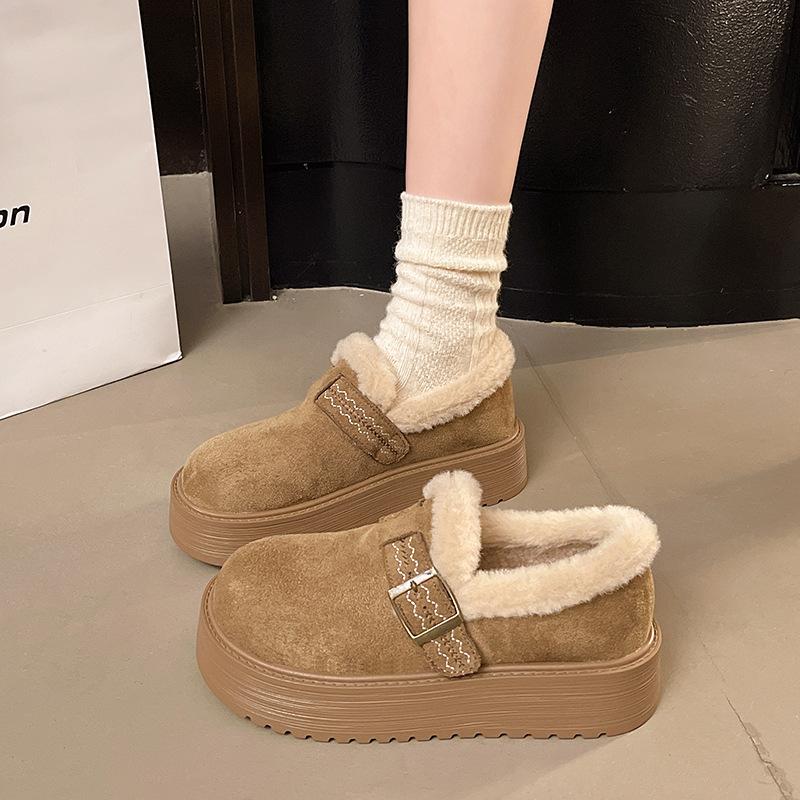 Damskie futrzane zimowe buty śniegowe na grubej podeszwie, lekkie, ciepłe, wyściełane, antypoślizgowe, do noszenia na co dzień, sportowe, bawełniane buty