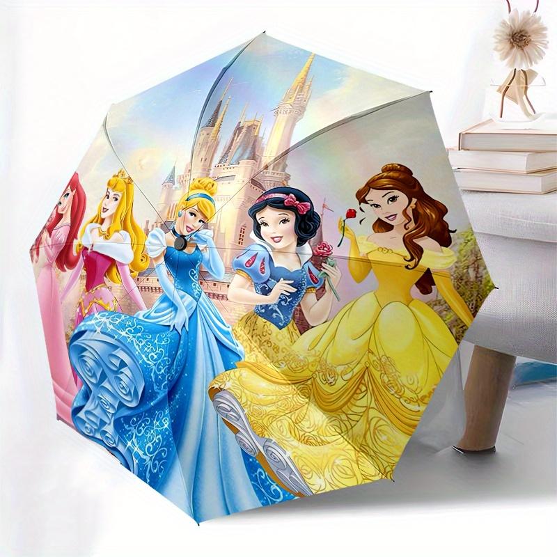 Disney Princesses,Castle,Fantasy Manual Opening and Closing Umbrella, 8-Rib Reinforced Folding Design, Lightweight