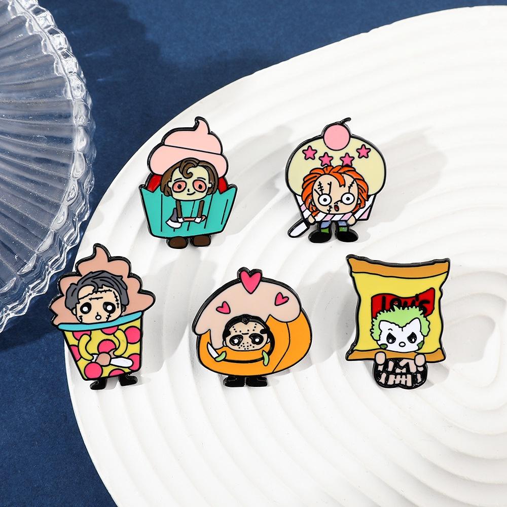 Cartoon Creative Halloween Brooch Horror Movie Character Clown Chainsaw Horror Doll Metal Badge