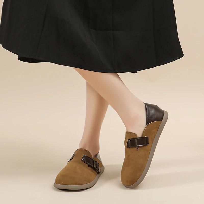 Mode 2024 Marke Damen Schuhe Slipper Damen Ballerinas Mode Gürtelschnalle Tägliche Ballerinas Damen Heißer Verkauf Runde Zehen Flache Niedrige Absätze Zapatos