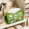 Foldable Paper Storage Leather Tissue Box Cover with Cartoon Puppies Pattern, Desktop Organizer, Napkin Holder Home Solution Case, Facial Organizer